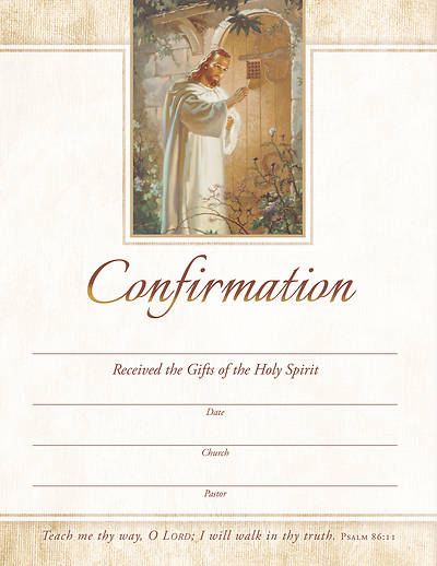 Picture of Jesus Knocks at the Door Confirmation Certificate