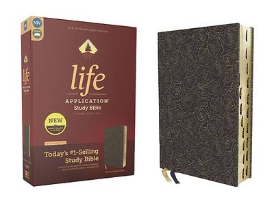 Picture of Niv, Life Application Study Bible, Third Edition, Bonded Leather, Navy Floral, Red Letter, Thumb Indexed