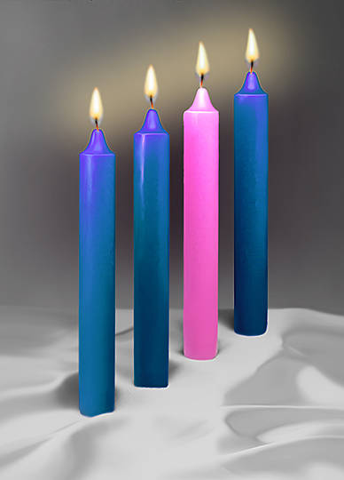 Picture of Emkay Advent Candle Set 12" X 1-1/2" - 3 Blue, 1 Pink