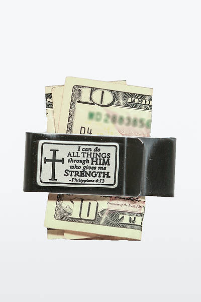 Picture of Stainless Steel Double Money Clip Philippians 4:13