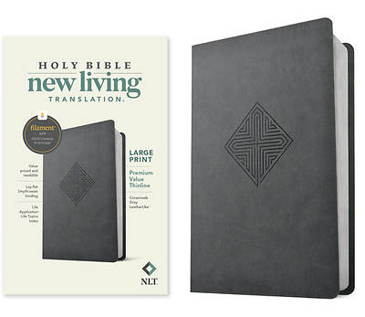 NLT Large Print Premium Value Thinline Bible, Filament Enabled (Leatherlike, Crossroads Gray)