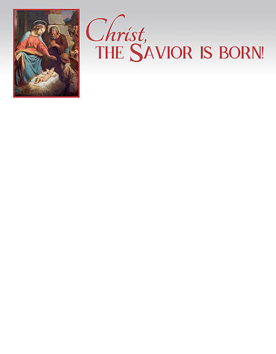 Picture of Christ the Savior is Born Christmas Letterhead