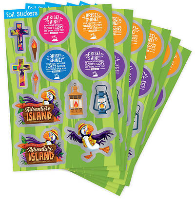 Picture of Vacation Bible School (VBS) 2021 Discovery on Adventure Island Foil Stickers (Pkg of 6)