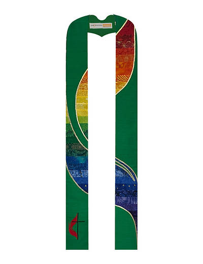 Picture of UMC Flames Stole Green Rainbow 112"