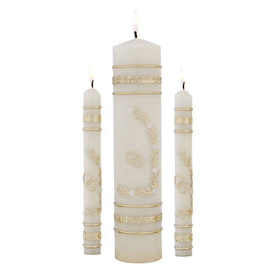 Picture of Flowers and Rings Unity Candle Set