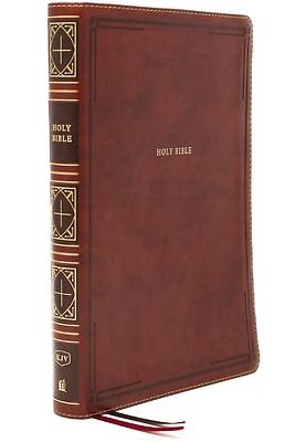 Picture of Kjv, Thinline Bible, Giant Print, Leathersoft, Brown, Thumb Indexed, Red Letter Edition, Comfort Print