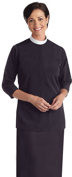 Picture of Murphy Qwick Ship SW-113 Women's Tunic Neckband Clergy Blouse Black