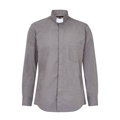 Picture of Fair Trade Men's Polycotton Long Sleeve Charcoal Grey Tailored Shirt 14 1/2"