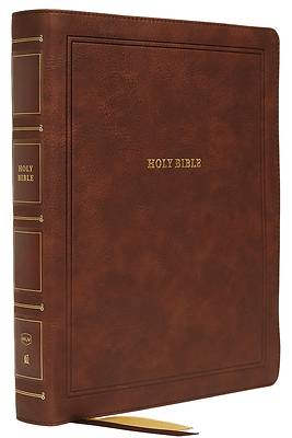 Picture of Nkjv, Reference Bible, Wide Margin Large Print, Leathersoft, Brown, Red Letter Edition, Comfort Print