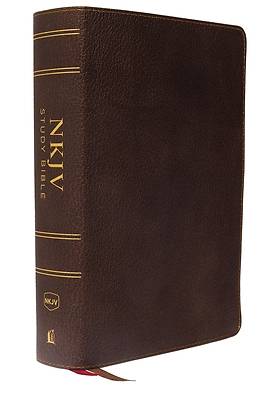 Picture of NKJV Study Bible, Premium Calfskin Leather, Brown, Full-Color, Comfort Print