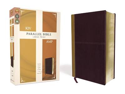 Picture of KJV, Amplified, Parallel Bible, Large Print, Leathersoft, Tan/Burgundy, Red Letter Edition