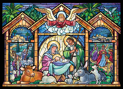 Picture of Stained Glass Nativity Christmas Boxed Cards