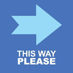 Picture of This Way Please (Right Arrow) 9"x9" Floor Decal Sign - 2 Pack