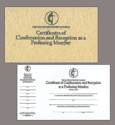 Picture of United Methodist Confirmation and Reception as a Professing Member Flat Certificate (Pkg of 26)