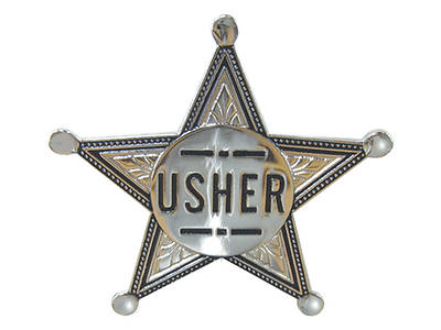 Picture of Pointed Silver Star Usher Pin-On Badge