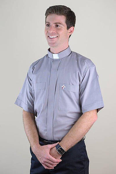 Picture of MDS Short Sleeve Clergy Shirt with Deacon Cross