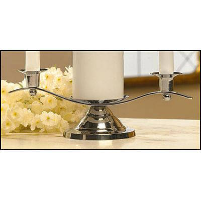 Picture of Silver Nickel Curved Silhouette Unity Candle Holder