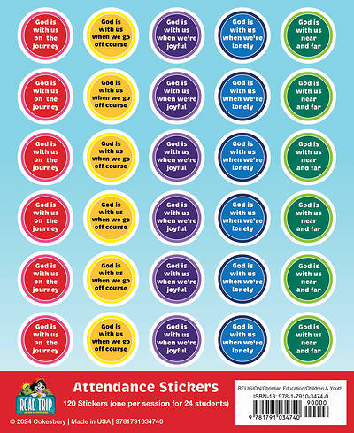 Picture of Vacation Bible School (VBS) 2025 Road Trip Attendance Stickers (Pkg of 24)