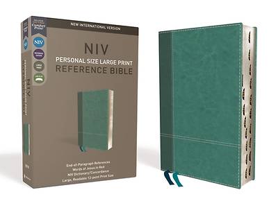 Picture of NIV, Personal Size Reference Bible, Large Print, Imitation Leather, Blue, Indexed, Red Letter Edition, Comfort Print