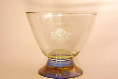 Picture of Baptismal Bowl on Pedestal Earthenware Glass Blue