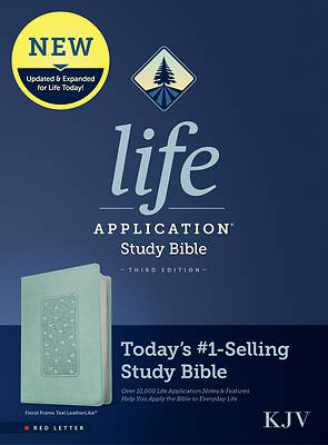 Picture of KJV Life Application Study Bible, Third Edition (Red Letter, Leatherlike, Floral Frame Teal)