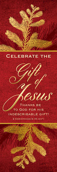 Picture of Celebrate the Gift of Jesus Christmas 2' X 6' Fabric Banner