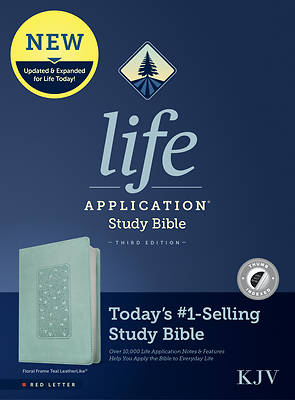 Picture of KJV Life Application Study Bible, Third Edition (Red Letter, Leatherlike, Floral Frame Teal, Indexed)