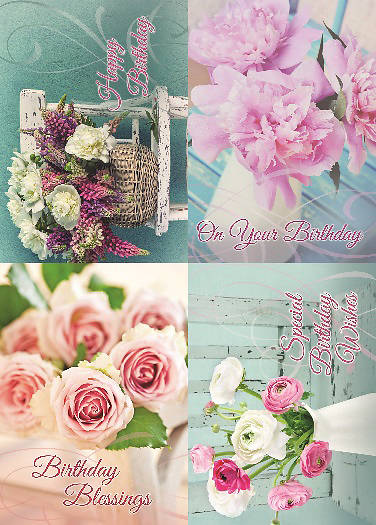 Picture of Fragrant Bouquets Birthday Boxed Cards