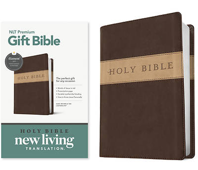 Picture of Premium Gift Bible Nlt, Filament Enabled, Tutone (Leatherlike, Dark Brown/Tan, Red Letter)