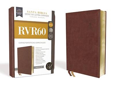 Picture of Rvr60 Santa Biblia Serie 50 Letra Grande, Tamaño Manual, Leathersoft, Café