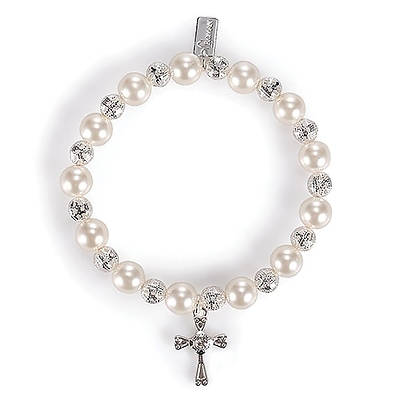Picture of Baby to Bride Pearl and Crystal Stretch Bracelet 6"