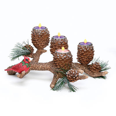 Picture of Pinecone Candle Holder with Cardinal 6.25"H