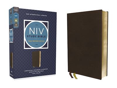 Picture of NIV Study Bible, Fully Revised Edition (Study Deeply. Believe Wholeheartedly.), Genuine Leather, Calfskin, Brown, Red Letter, Comfort Print