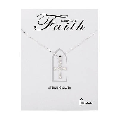 Picture of Keep The Faith  Sterling Silver Pave' Cross Necklace 18"