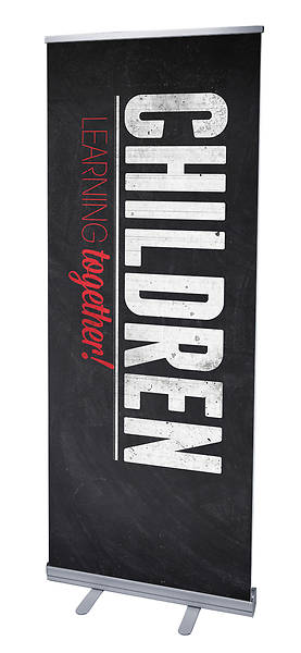 Slate Children's Area RollUp Banner with Stand