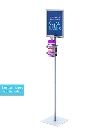 Picture of Sanitizing Wipe Dispenser Floor Stand with Large Sign Frame