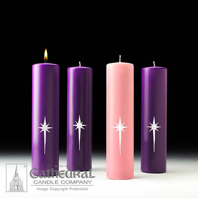 Picture of Star of the Magi Advent Pillar Candle Set - 3" x 12"