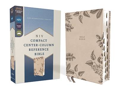 Picture of Niv, Compact Center-Column Reference Bible, Leathersoft, Stone, Red Letter, Thumb Indexed, Comfort Print