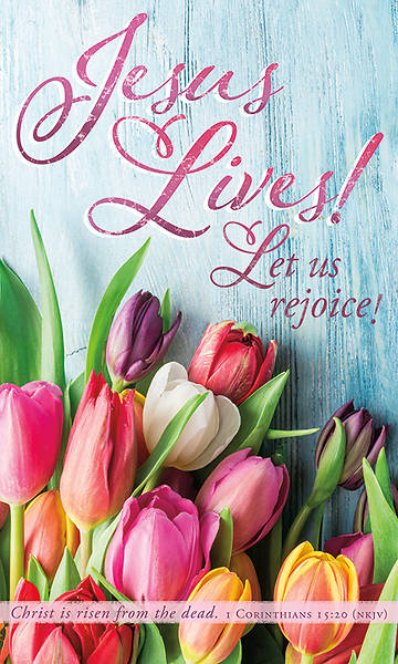 Picture of Jesus Lives! Let Us Rejoice! Easter Tulips 3' x 5' Fabric Banner