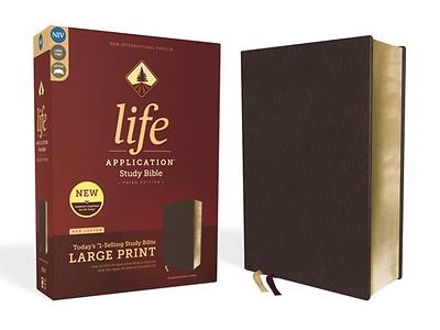 Picture of NIV Life Application Study Bible, Third Edition, Large Print, Bonded Leather, Burgundy, Red Letter Edition