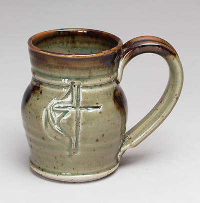 Picture of Cross and Flame Barrel Shaped Ceramic Mug - Green