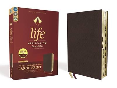 Picture of NIV Life Application Study Bible, Third Edition, Large Print, Bonded Leather, Burgundy, Indexed, Red Letter Edition