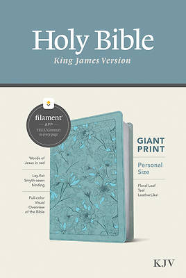 Picture of KJV Personal Size Giant Print Bible, Filament Enabled Edition (Red Letter, Leatherlike, Floral Leaf Teal)