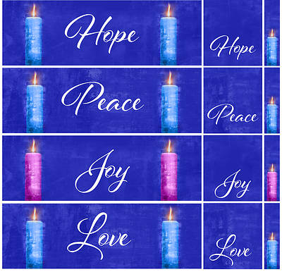 Picture of Four Sided Advent Candles 3-Piece Parament Set - Blue