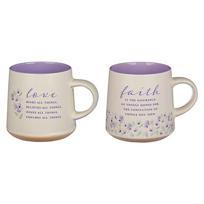 Picture of Faith and Love Lilac Purple Ceramic Coffee Mug Set