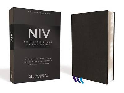 Picture of NIV Thinline Bible, Large Print, Premium Leather, Goatskin, Black, Premier Collection, Comfort Print