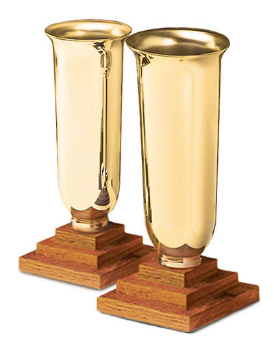 Picture of Artistic RW 224BRK Brass and Oak Altar Vases