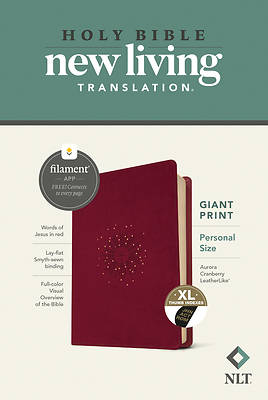 Picture of NLT Personal Size Giant Print Bible, Filament Enabled Edition (Red Letter, Leatherlike, Aurora Cranberry, Indexed)