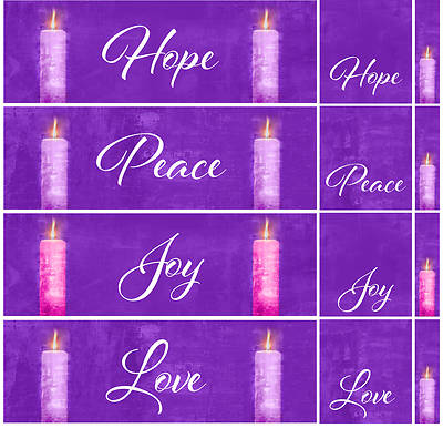 Picture of Four Sided Advent Candles 3-Piece Parament Set - Purple
