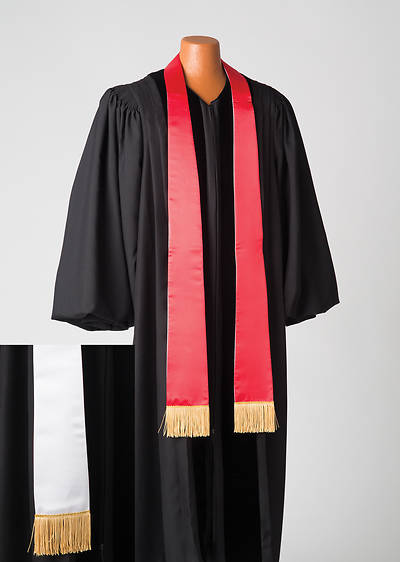 Satin Plain Reversible Red/White Stole